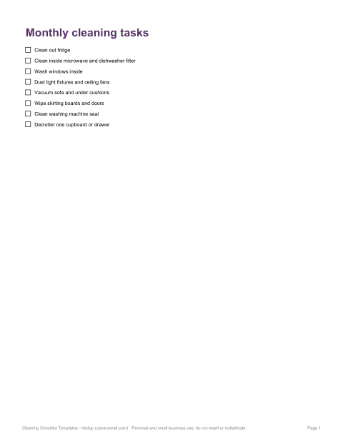 Preview of the first page of Monthly tasks